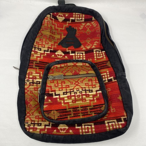 Pendleton Backpack Wool Navajo Western Aztec Native 90s Cowhide Leather Red