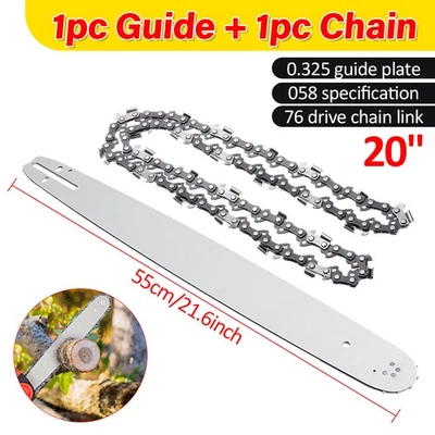 HORMY 14" 16" 18" 20" Chainsaw Guide Bar or Chain 325" .058" / 3/8" .050" 50DL - 76DL