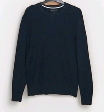 Banana Republic Mens Size Medium Navy Blue Sweater Waffle Knit Crew Neck Preppy