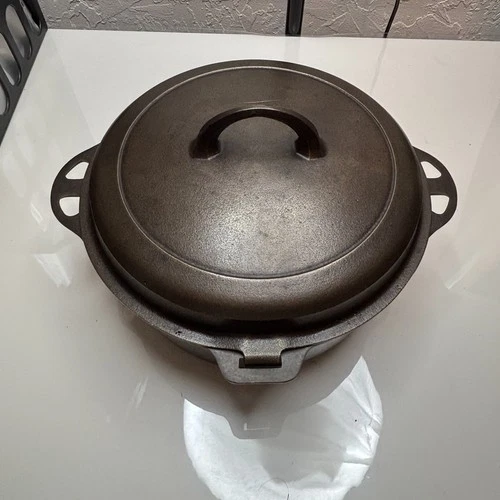 Vtg Griswold 2578 #8 Cast Iron Deep Skillet with Hinged Lid RESTORED