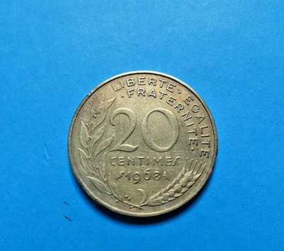 piece 20 centimes 1968 TBE - Photo 1/2