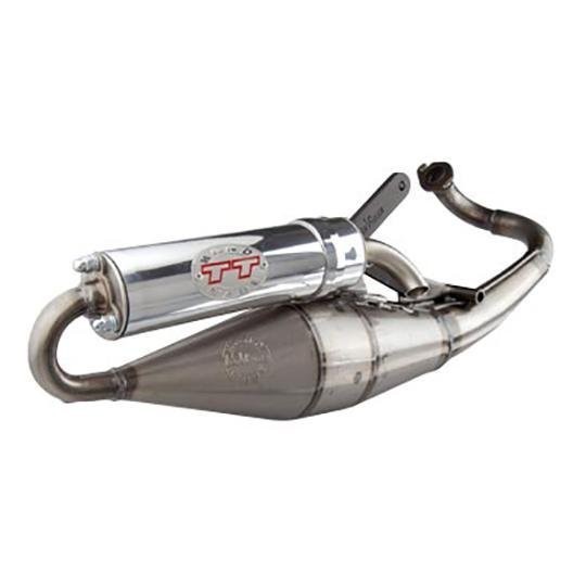 Pot d'échappement LeoVince TT chromé pour scooter Kymco Bet & Win 50 et Sym Jet 50
