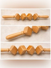 Wooden Therapy Massage Roller Tool 4 Wheel Handheld Body Massager NIB
