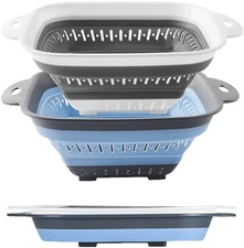 Collapsible Colander Set, Square Round Triangles Silicone Kitchen Strainer Perfe