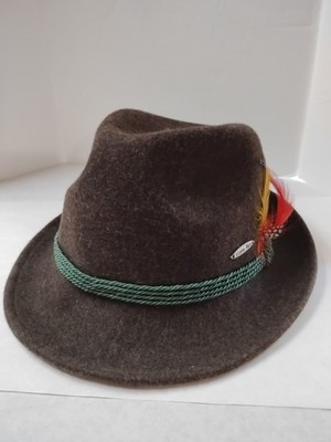 EHG Bavarian German Headwear Alpen Hat Wool XL  Brown 23''