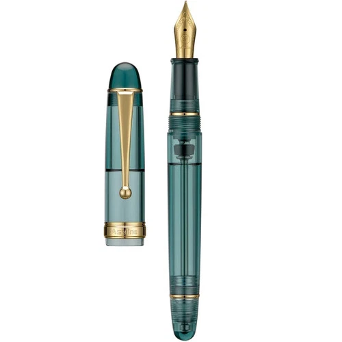 Asvine V126 Vacuum Filling Fountain Pen Transparent Teal Acrylic, Medium Nib - product listing photo