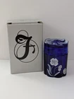 Vintage Fenton Cobalt Blue 3D Floral Hand Painted Jar Trinket Dish W/ Lid Signed