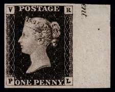 1840 1d Black VR OFFICIAL PL 4m Superb Mint ex Dublin Find, Earl of Crawford etc