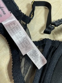 Agent Provocateur Sheer Black/Pink Embroidered Clementina Bra Sze 36DD