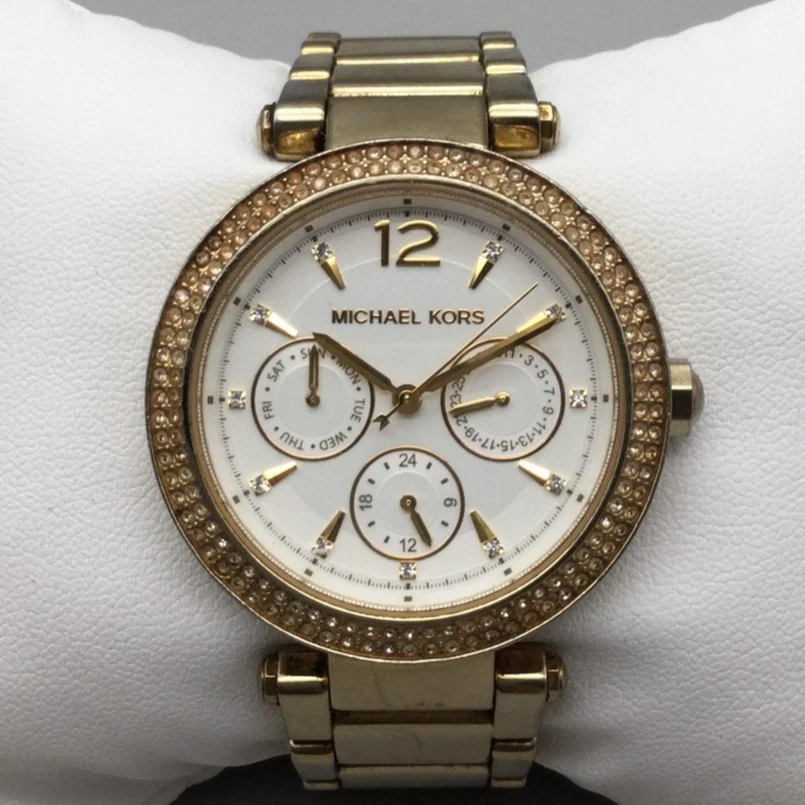 Michael Kors Parker ladies gold tone watch NEW BATTERY Michael Kors Parker Crystal Watch Gold Tone MK5089 Working  main image 4