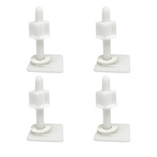2 Pairs Great Square White Plastic Toilet Seat Hinge Bolt One Size,