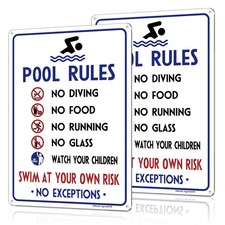 "2 Pack Pool Rules Signs Durable Weatherproof Aluminum for Outdoor Safety"