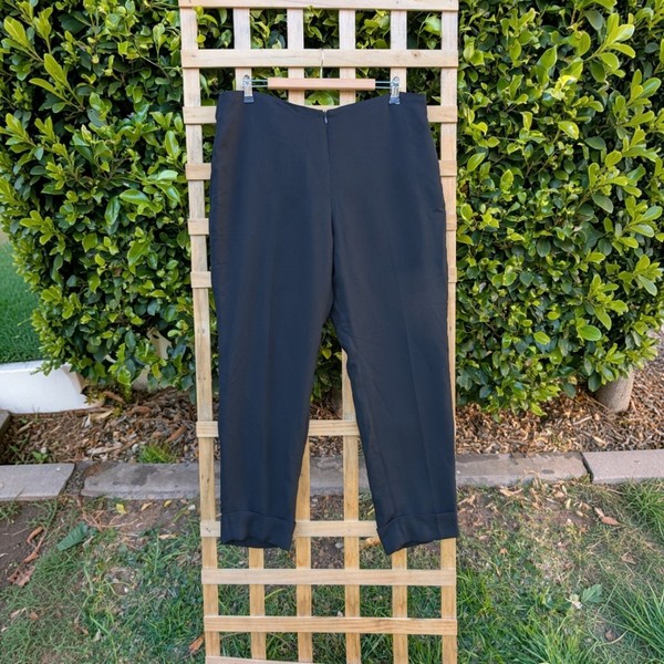 Vintage 90s Carla Zampatti Tailored Trousers | Black Corporate Chic Size 14