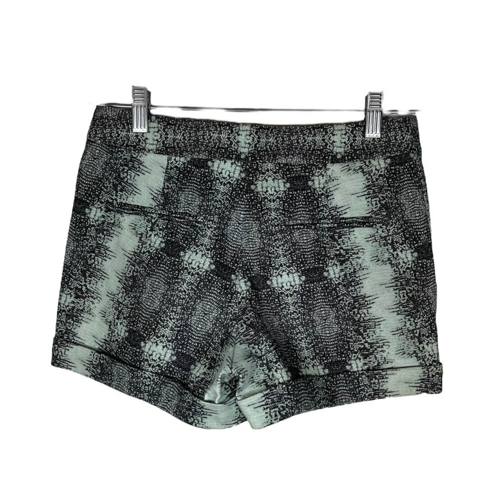 Pantalones Cortos Derek Lam 10 Crosby Verde Negro Estampado Puños Talla: 0 Foto 2 de 4