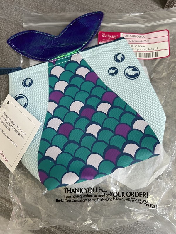 NEW Thirty One Cool Zip Mermaid Tail Snack Bag