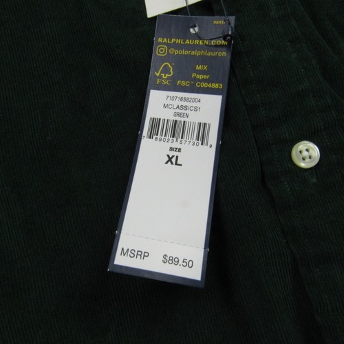 Ralph Lauren Shirt Mens Extra Large Green Button Up Corduroy Purple Pony Outdoor - Picture 5 of 13