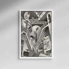 M C Escher Relativity Wall Art Painting Poster,Wall Art for Living Room,Vintage