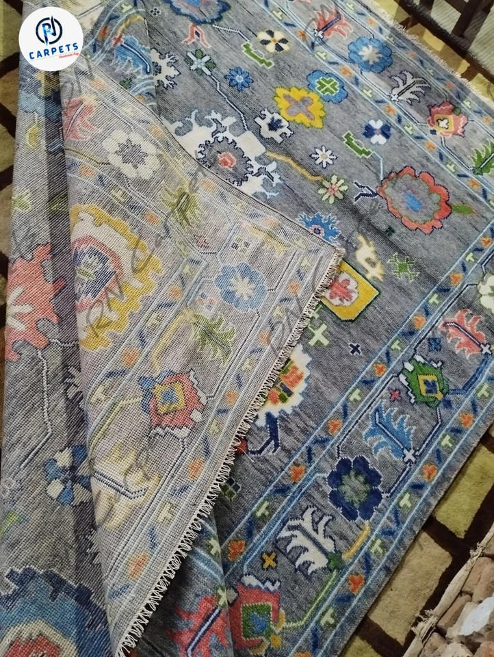 Alfombras modernas Oushak alfombras de sala 8x10 alfombras de lana anudadas a mano 6x6, 5x8 Foto 2 de 4