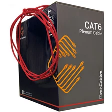 CAT6 Plenum 1000ft Cable | Fluke Test Passed | 23AWG 4Pair Solid, 550-MHz, Red
