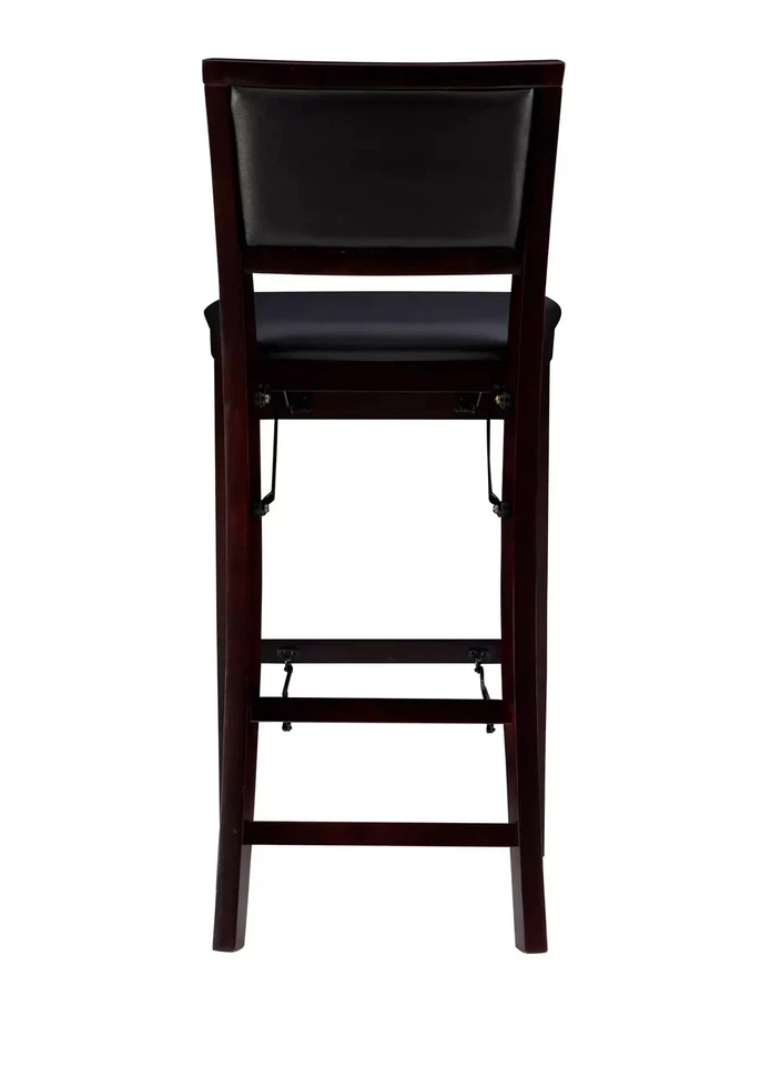 Folding Bar Stool Faux Leather Upholstered Kitchen Counter 30" Height 250 Lb Cap - Image 2 of 4