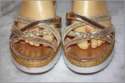 Sandales San Marina Dorées Taille 39 - Cuir Verni, Talon 10 Cm, Occasion Très Bon état