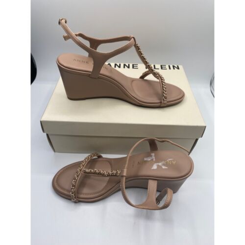 Anne Klein Women's Sloan Closure Ankle Buckle Wedge Sandals Shoes Size 9.5M NWB