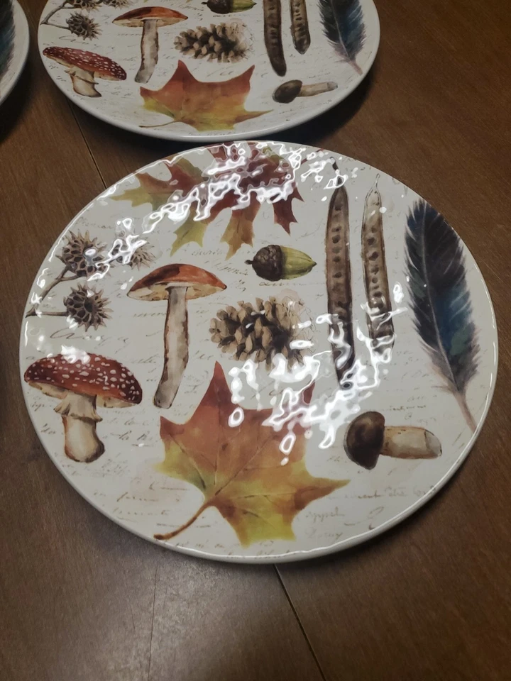 Pier 1 Imports Ensalada de Setas Bosque 8.75" Platos Pluma Piña Nuevo Cubo 60 Foto 3 de 4