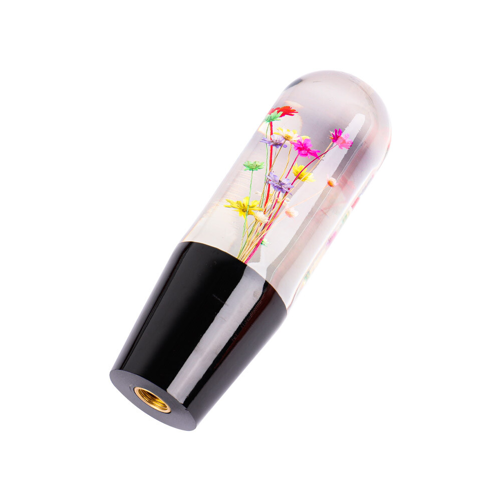 1Pcs Universal JDM Racing Clear Crystal Real Flowers Shift Knob