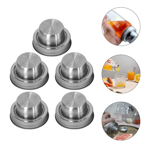 5 Pcs Jars Seal Lids Durable Mason Shaker Cocktail Shakers Seasoning