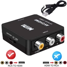 RCA to HDMI AV to HDMI Converter 1080P Min RCA Composite Video Audio Converter