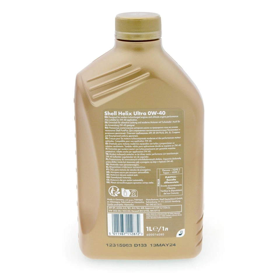 6 Liter original Shell Helix Ultra 0W40 Motoröl 550040467 MB229.5 0700 0710 SET - Bild 2 von 4