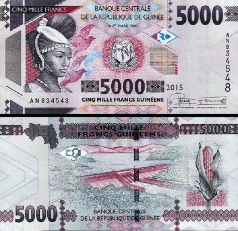 Guinea 5000 Francs 2015, UNC, BUNDLE, Pack of 100 PCS, Consecutive, P-49 - Image 3 of 4
