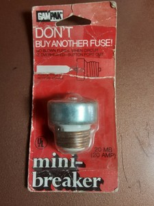 MINI BREAKER® (SCREW IN plug FUSE TYPE) RESETTABLE CIRCUIT BREAKER 20
