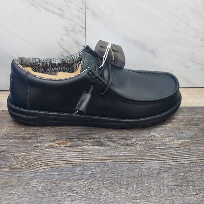 Black Leather Style Hey Dudes, Size 12 Mens HEYDUDE Men main image 4