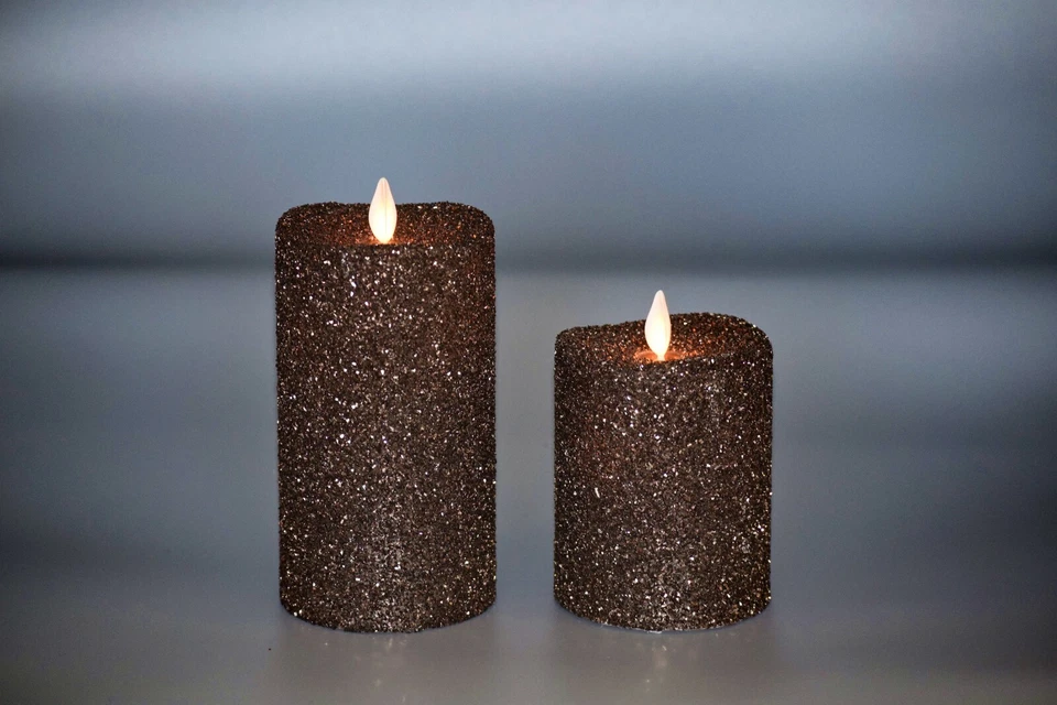 1-я золотая блестящая беспламенная свеча Hoogalife, настоящий воск, 3D движущийся фитиль, светодиод (5 дюймов + 7 дюймов) - Изображение 3 из 4