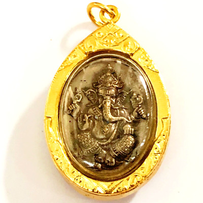 Load Ganesha Ganapati Amulet Talisman Pendant Om Hindu Symbol in Lotus Success