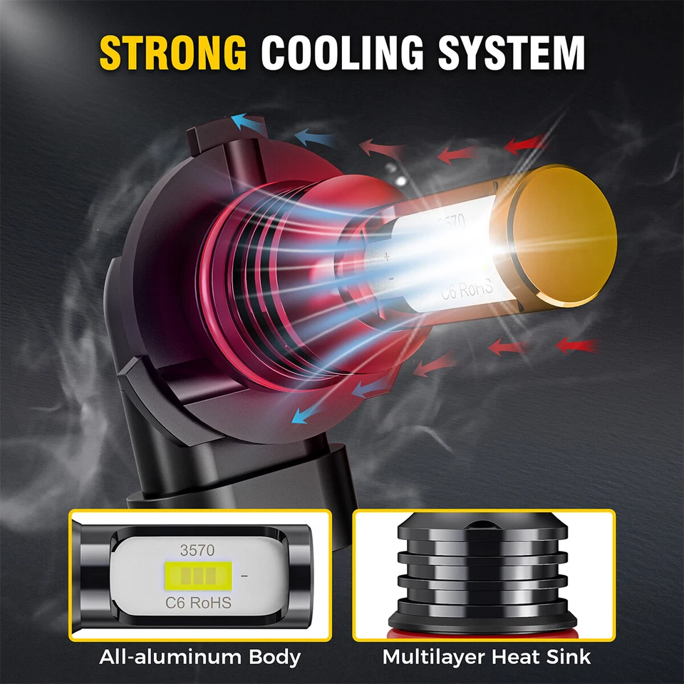 For Chrysler 300M 1999-2003 2004 6x LED Headlight Hi Lo Beam Fog Light Combo KIT - Image 2 of 4