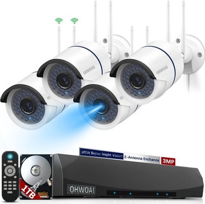 3MP Wireless Outdoor Security Camera System Surveillance NVR Kits Infrared Light