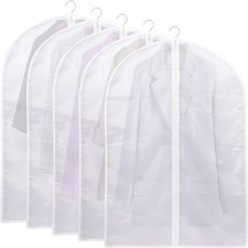 Garment Bags for Hanging Clothes, WWW 5 PCs Clear Garment Bag, Plastic Dustproof