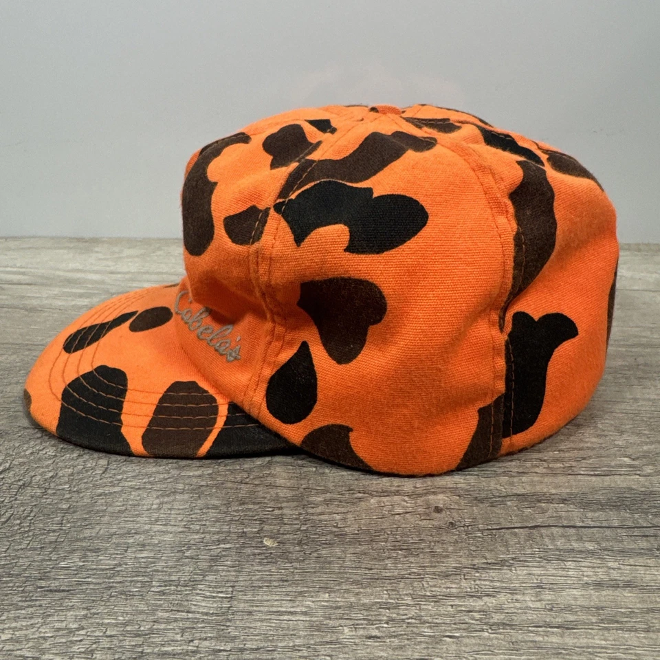 VTG Cabela's Orange Spot Camo Fitted Insulated Hunting Hat Earflaps Large USA - Image 2 of 4