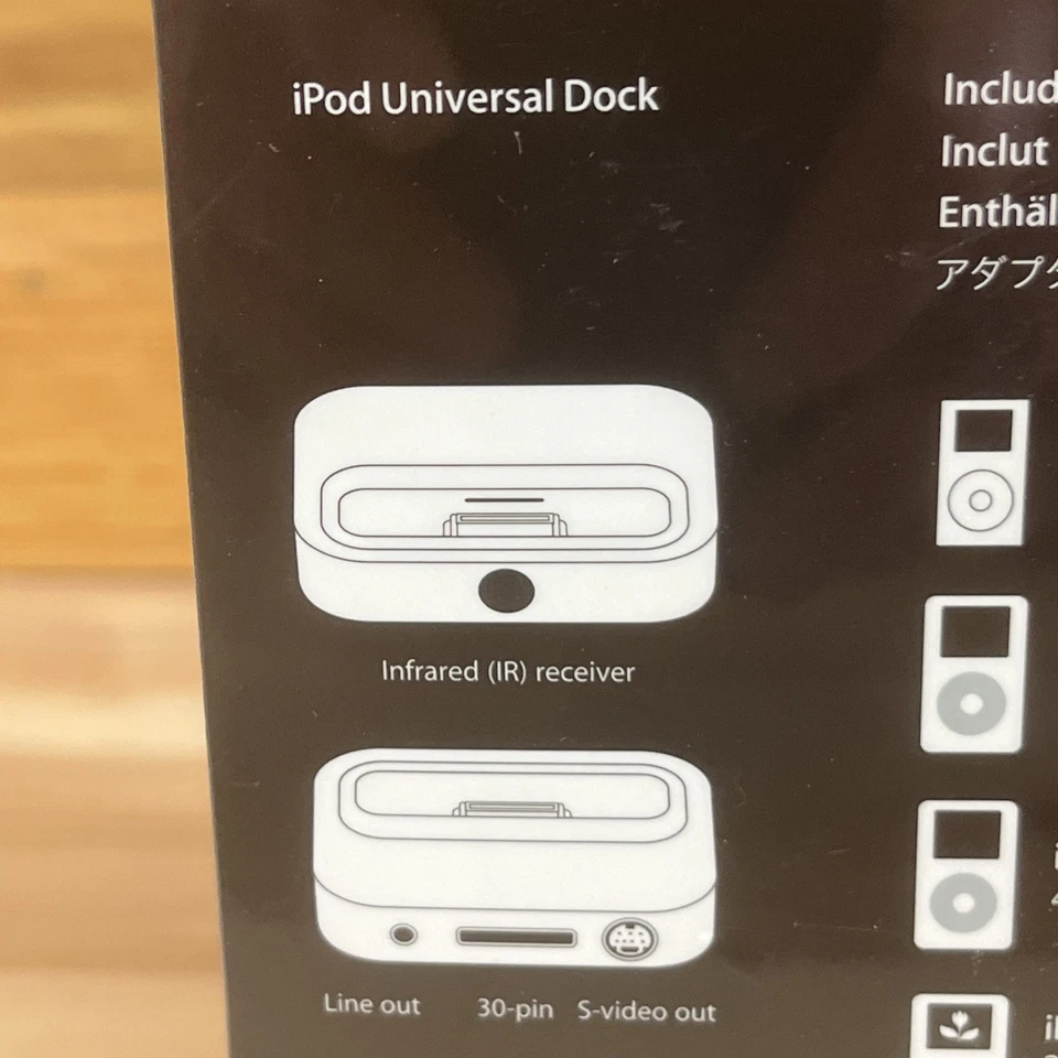 Base Universal Apple iPod con Adaptadores 30 Pines Vintage iPod Accesorio Clásico Foto 3 de 4