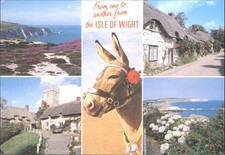 Isle of Wight Multi-View Postcard Alum Bay Godshill Sandown Donkey Nigh