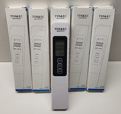Lot of FIVE - TDS, EC, and Temp Digital Meter Water Quality Testers 0-9990ppm