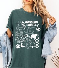 Adventure Awaits Camping T-Shirt Womens Graphic Tee Outdoor Shirt Comfort Colors