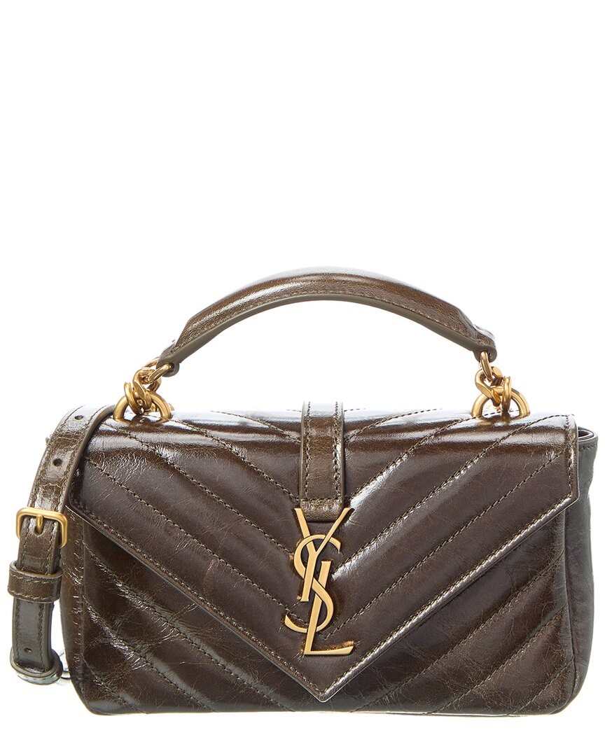 Saint Laurent College Mini borsa a tracolla in pelle da donna marrone