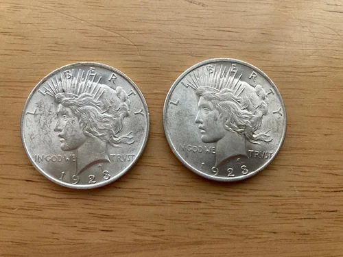Lot of 2 1923 Silver Peace Dollars MS Grade