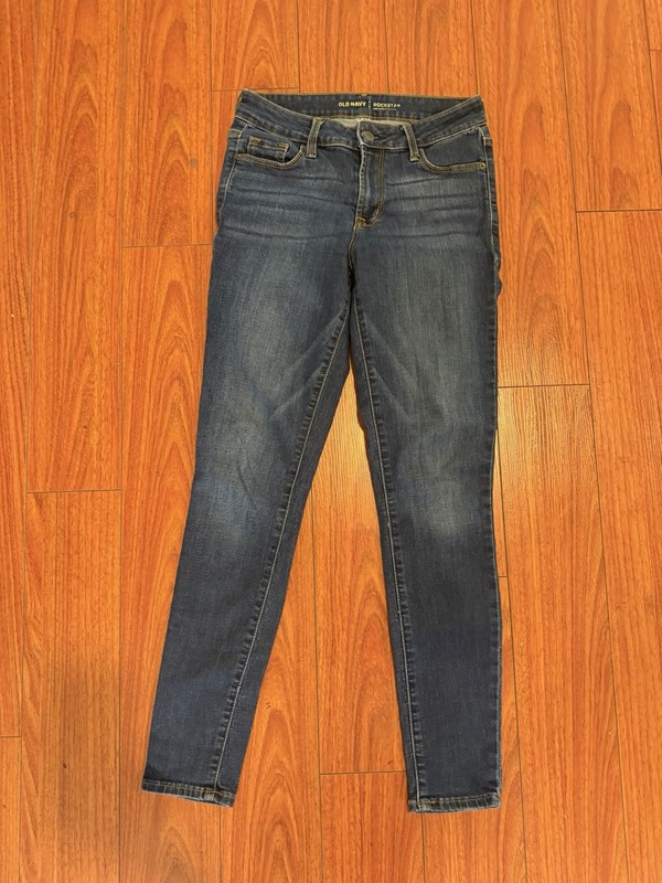 Women's Old Navy Rock Star Mid Rise Super Skinny DarK Wash Blue Jeans Size 4