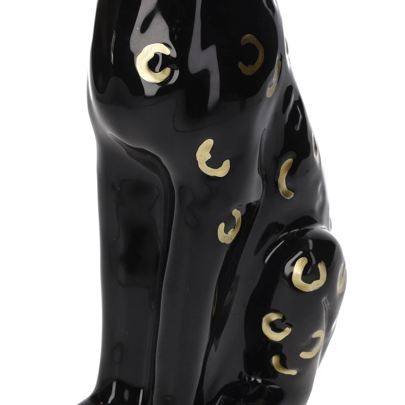 Vaso Pantera Ceramica Nero e Oro Decorativo Portafiori Animale Moderno H 20 cm, fotografia 5 di 9