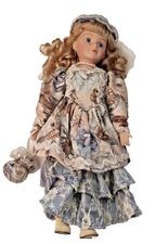 Seymour Mann Connoisseur Collection  Vintage Doll 16" Blonde Blue Lace Victorian