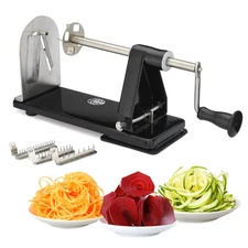 3-Blade Steel Spiralizer for Veggie Noodles, Zucchini Noodle Maker, Non-Sli